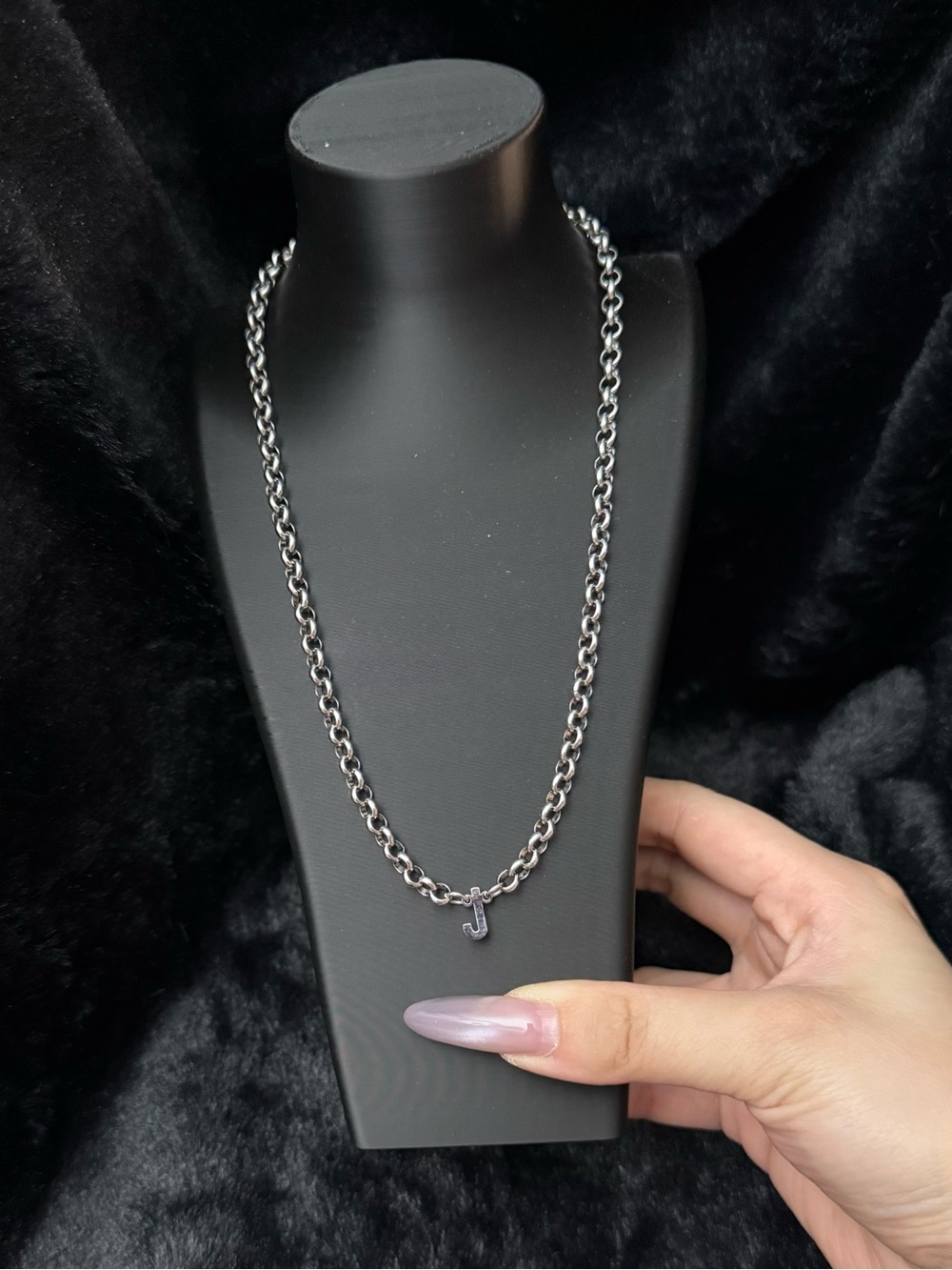 Letter J Pendant Rolo Chain Alloy Necklace Brand New Unworn Street Style